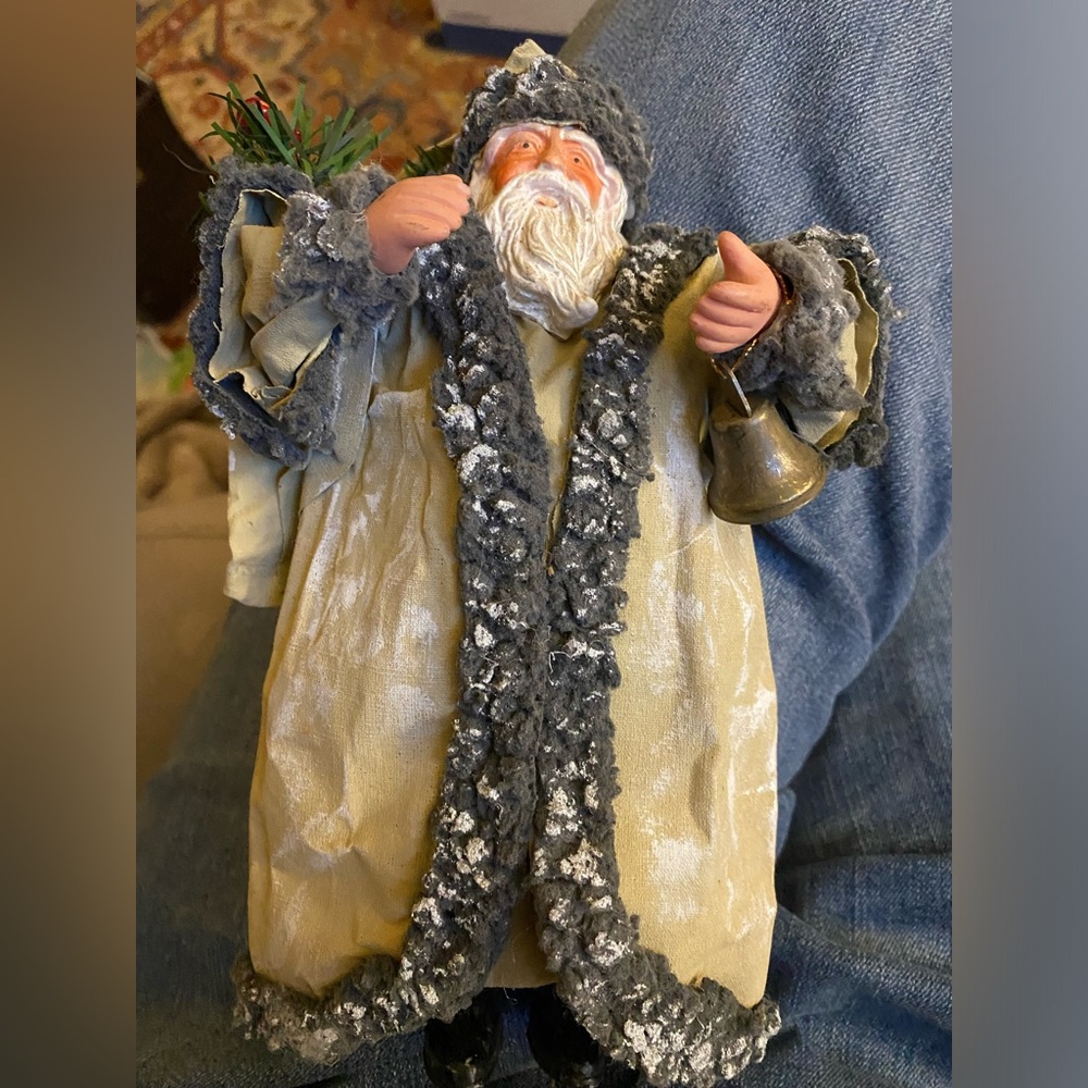Vintage Russ Fabric mache santa, Holiday Christmas decor